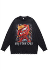 Robot sweater knit distressed jumper Transformer top cream