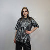 Black sequin t-shirt glitter top sparkle jumper party pullover glam rock jumper fancy dress embellished going out tee in luminous black