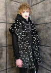 Cherry fleece coat handmade 2in1 fruit trench jacket black