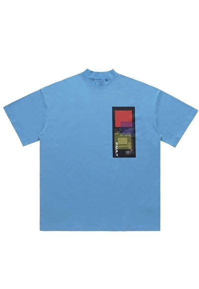 Microchip print t-shirt mechanic tee utility top in Blue