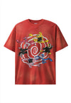 Monster cartoon t-shirt psychedelic tee retro top acid Orange