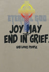 Bible t-shirt joy slogan tee cross print grunge top in brown