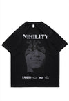 Nihilist t-shirt Gothic face tee punk top in blue