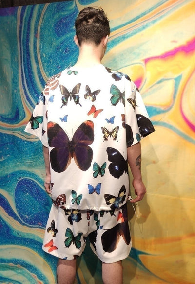 Butterfly print tee handmade edgy cartoon emoji t-shirt