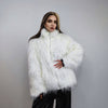 Shaggy faux fur jacket black long hair fluffy going out bomber party fleece fancy dress peacoat high fashion fuzzy Gothic coat rave puffer