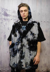 Tie-dye fleece coat handmade 2in1 gradient trench jacket