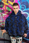 Leopard fleece jacket retro detachable sleeves jacket blue