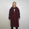 Geometric fleece coat longline Arabic pattern trench glam overcoat going out bomber festival jacket customizable striped peacoat red