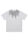 Star print t-shirt graffiti neckline tee grunge top in white