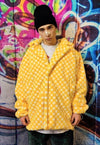 Chequerboard fleece jacket handmade 2 in 1 check coat yellow