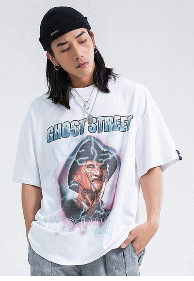 Elm street t-shirt horror movie tee Gothic monster top White