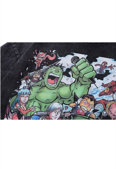 Japanese cartoon t-shirt old anime tee retro monster top