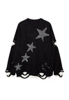 Grunge sweater cutout elbow knitted jumper ripped top pink