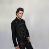 Utility jacket metal rings finish bomber grunge aviator gorpcore varsity zip up rocker coat in black