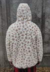 Soft fleece leopard bomber fake fur animal print pullover