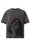 Goth girl t-shirt female print tee grunge punk top in grey