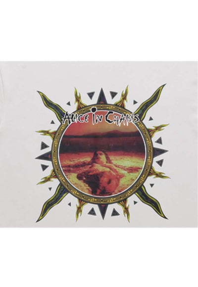 Alice in Chains t-shirt rock band tee grunge top in white