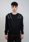 Futuristic gothic sweatshirt extreme zipper jumper in black