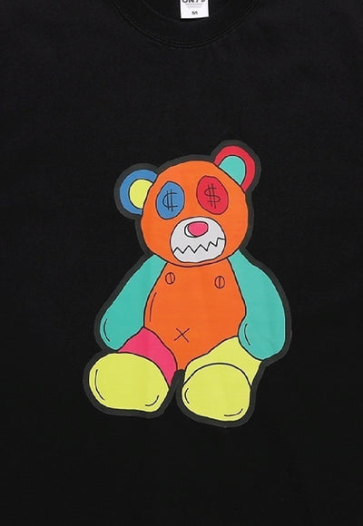 Teddy bear t-shirt money print tee retro grunge top in black