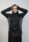 Mesh top black sheer turtleneck sweatshirt transparent top