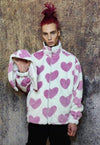 Heart fleece hooded jacket reversible fluffy animal coat