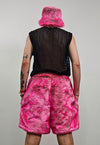 Pink faux fur shorts luxury going out fuzzy cropped pants