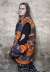 Camo fleece jacket handmade 2in1 abstract trench coat orange