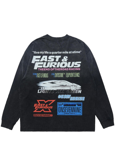 Racing jumper fast furious top motorsports long tee in grey