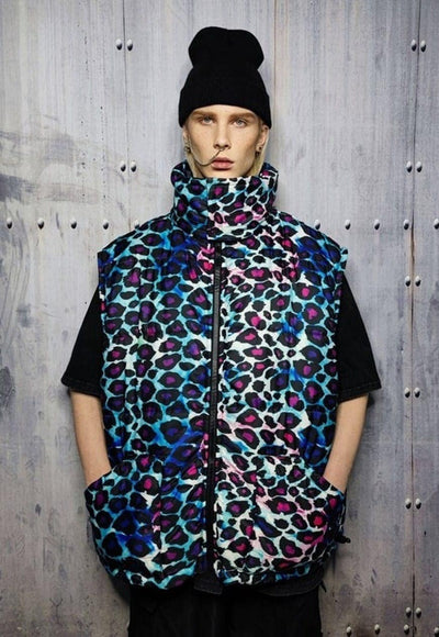 Leopard bomber handmade detachable animal print in pink blue