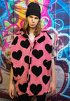 Heart fleece coat handmade 2 in1 detachable rave jacket pink