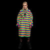 Rainbow coat hooded Gay pride trench striped rave bomber detachable fleece fluorescent festival bomber removable sleeves burning man jacket