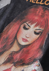 Pinup girl t-shirt tattoo tee grunge rocker top in acid grey