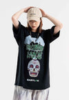 Skeleton print t-shirt bons tee skater skull top in Black