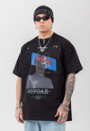 Cyber print t-shirt grunge robot tee raver top in black