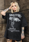 Punk t-shirt premium vintage wash grunge angel tee in grey