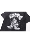 Gangster t-shirt old cartoon tee hip-hop top in vintage grey