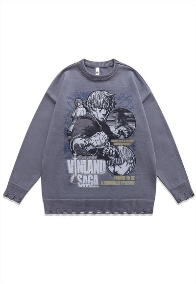 Vinland Saga sweater anime knit distressed Manga jumper