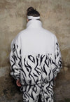 Grunge fleece bomber handmade Gothic zebra jacket in white