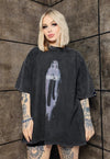 Gothic t-shirt premium vintage wash grunge tee in acid grey