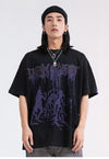 Primitive people t-shirt Gothic tee punk graffiti top Black