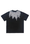 Star print t-shirt graffiti neckline tee grunge top in black