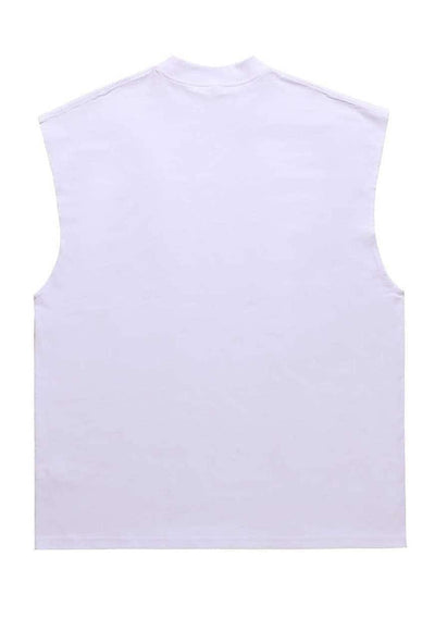 Balaclava print sleeveless t-shirt rap tank top surfer vest