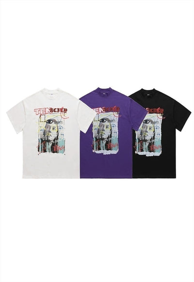 Graffiti print t-shirt grunge tee retro raver top in white