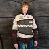 Motorcycle jacket multi patch padded Racing bomber in brown