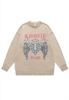 Angel wings sweater bones knit distressed scary jumper black