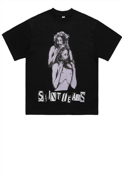 Gods t-shirt retro saint print tee grunge Jesus top in white