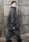 Paisley fleece bomber handmade fauxfur 70s bandana coat grey