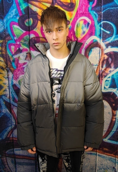 Reflective bomber luminous cotton padded jacket in grey