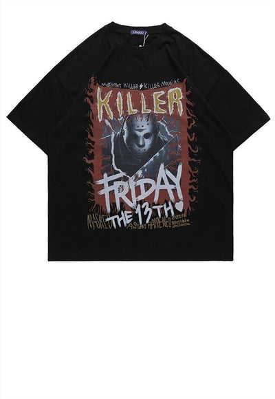 Killer print t-shirt Horror movie tee grunge top in white