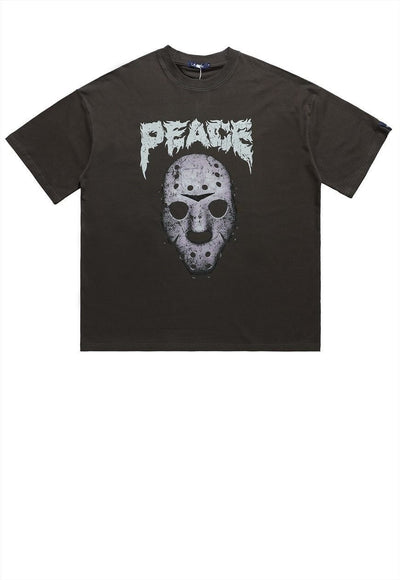 Jason mask t-shirt horror movie tee grunge top in black